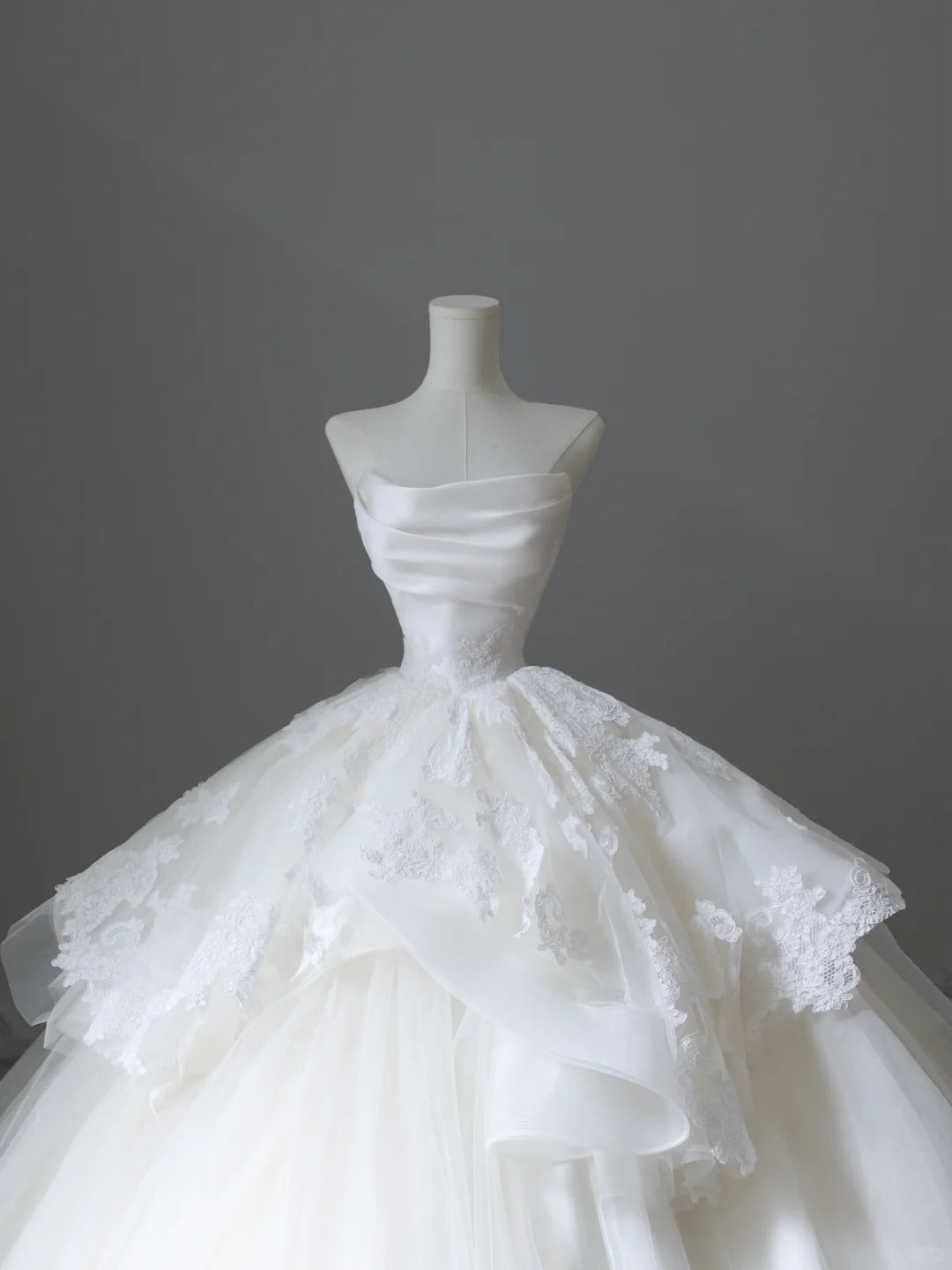 A Line Ball Gown White Tulle Long Wedding Dress Princess Bridal Gown fg7396 - View 4 | VelvetHem