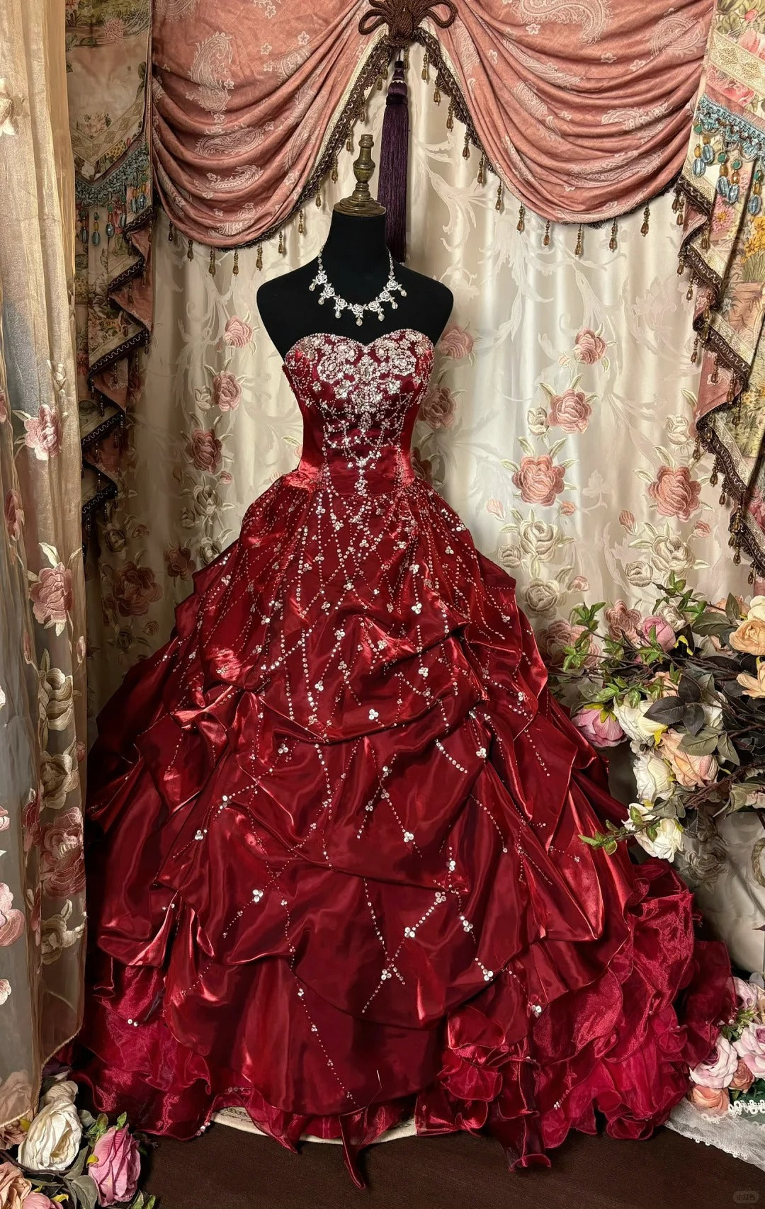 A line burgundy quinceanera dress for girls birthday party prom dresses sweet 16 dresses fg7368 - VelvetHem
