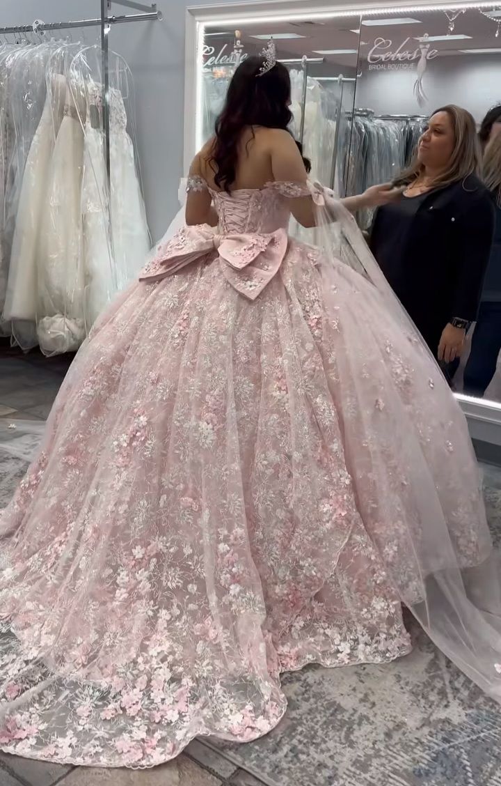 A Line Pink Quinceanera Dress Ball Gown Off Shoulder Sweet 16 Dress fg7362 - VelvetHem