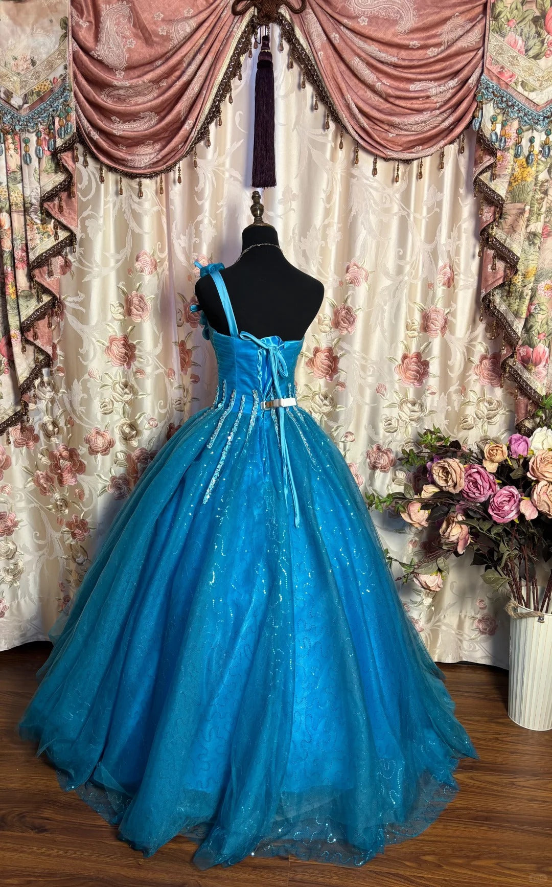 A Line Quinceanera Dress Ball Gown Tulle One Shoulder Sweet 16 Dress fg7355 - View 2 | VelvetHem