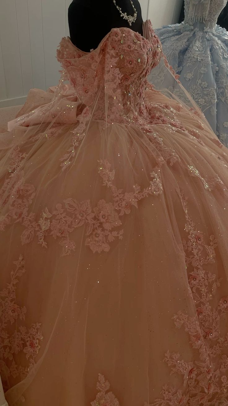 A Line Pink Quinceanera Dress Ball Gown Off Shoulder Sweet 16 Dress fg7367 - View 3 | VelvetHem