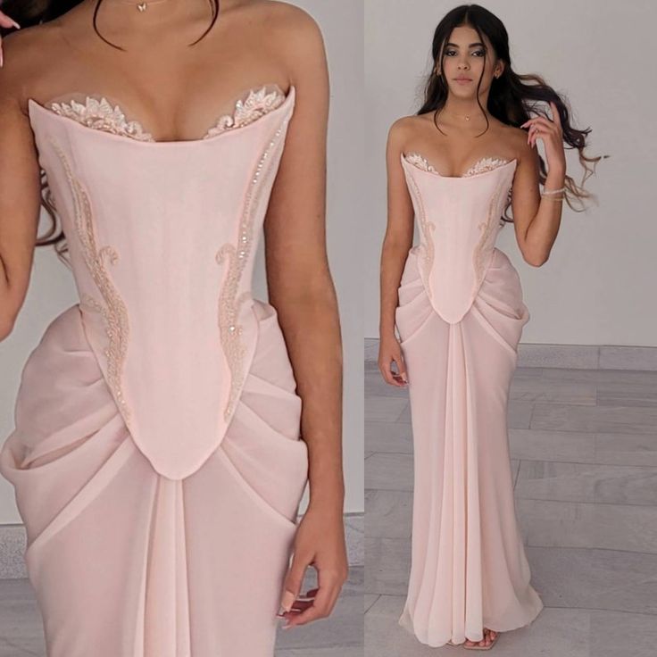 Pink vintage elegant beaded chiffon evening dress fg7371 - View 5 | VelvetHem