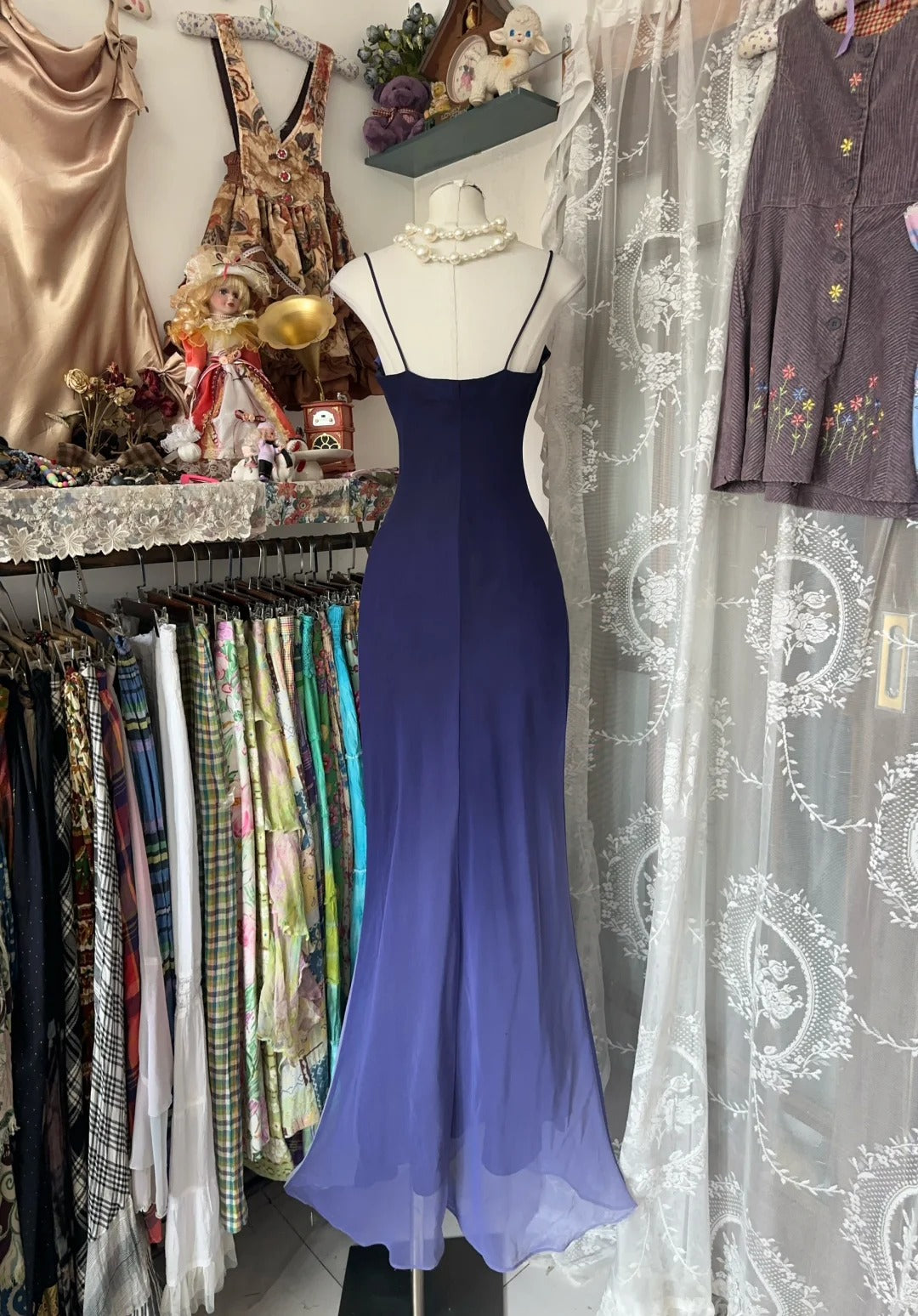 Spaghetti Straps Chiffon Ombre Mermaid Long Prom Gown Evening Dress fg7399 - View 2 | VelvetHem