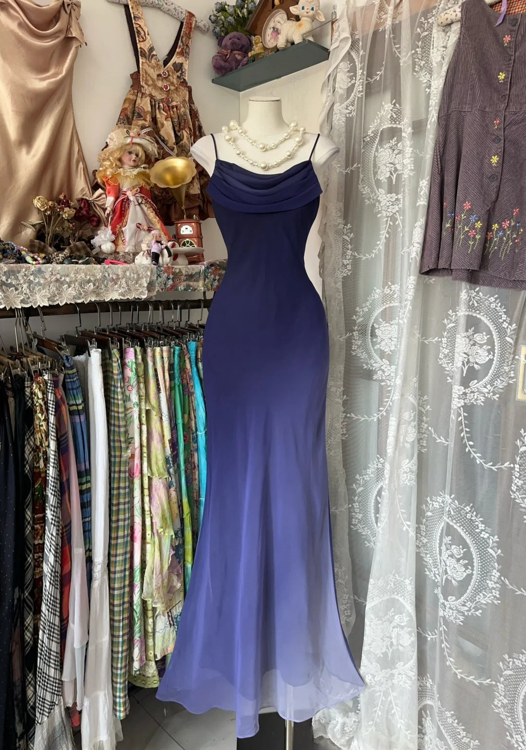 Spaghetti Straps Chiffon Ombre Mermaid Long Prom Gown Evening Dress fg7399 - VelvetHem