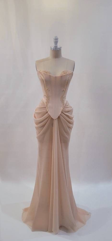 Pink vintage elegant beaded chiffon evening dress fg7371 - View 6 | VelvetHem