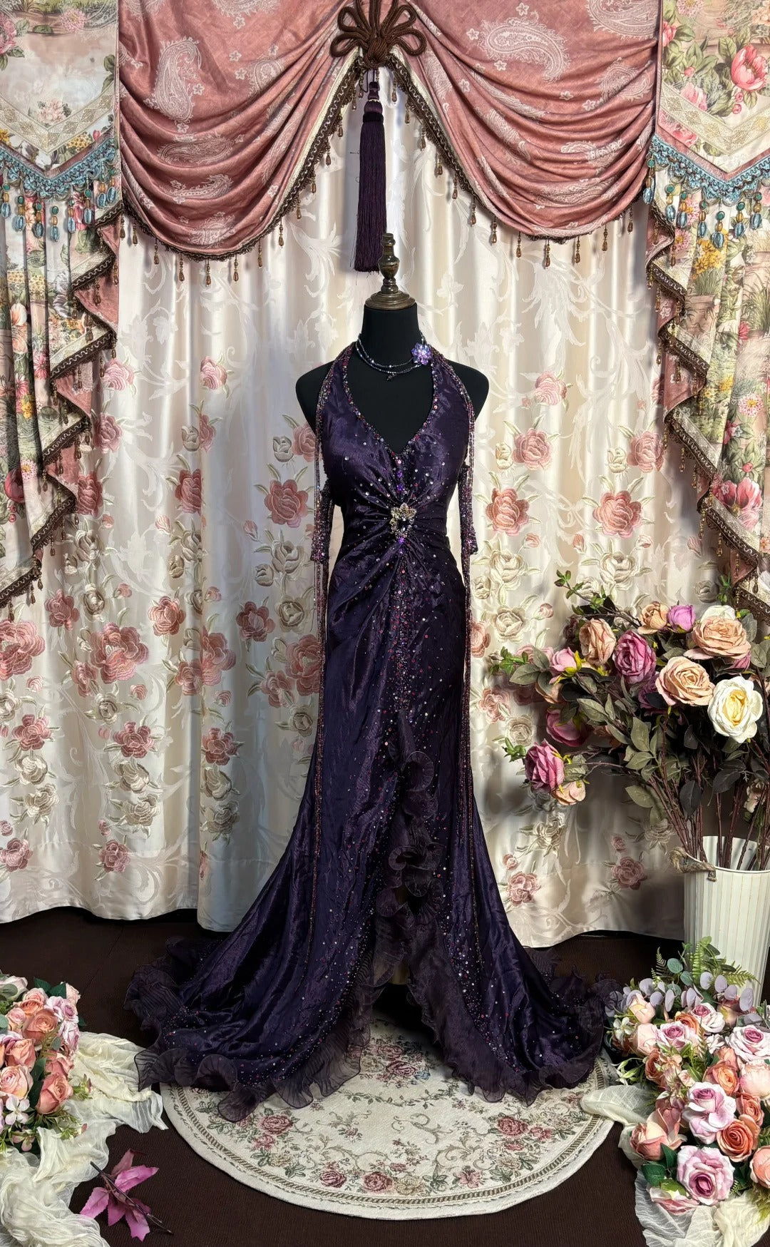 Grape Halter Prom Dresses Long Evening Party Dress fg7348 - VelvetHem
