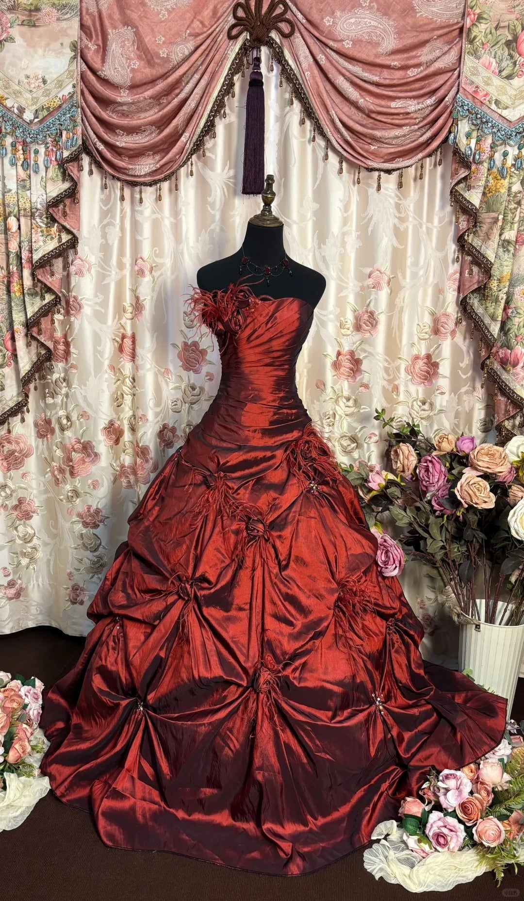 Red A Line Ball Gown Long Evening Party Dress fg7349