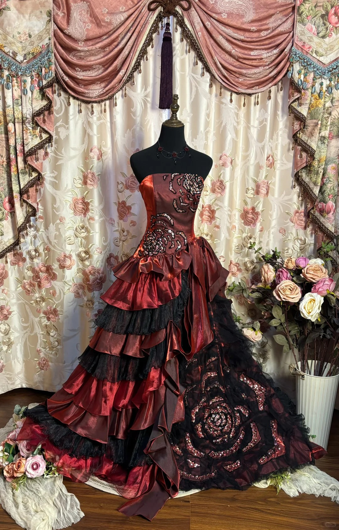 A Line Burgundy Strapless Prom Dresses Long Evening Party Dress fg7343 - VelvetHem