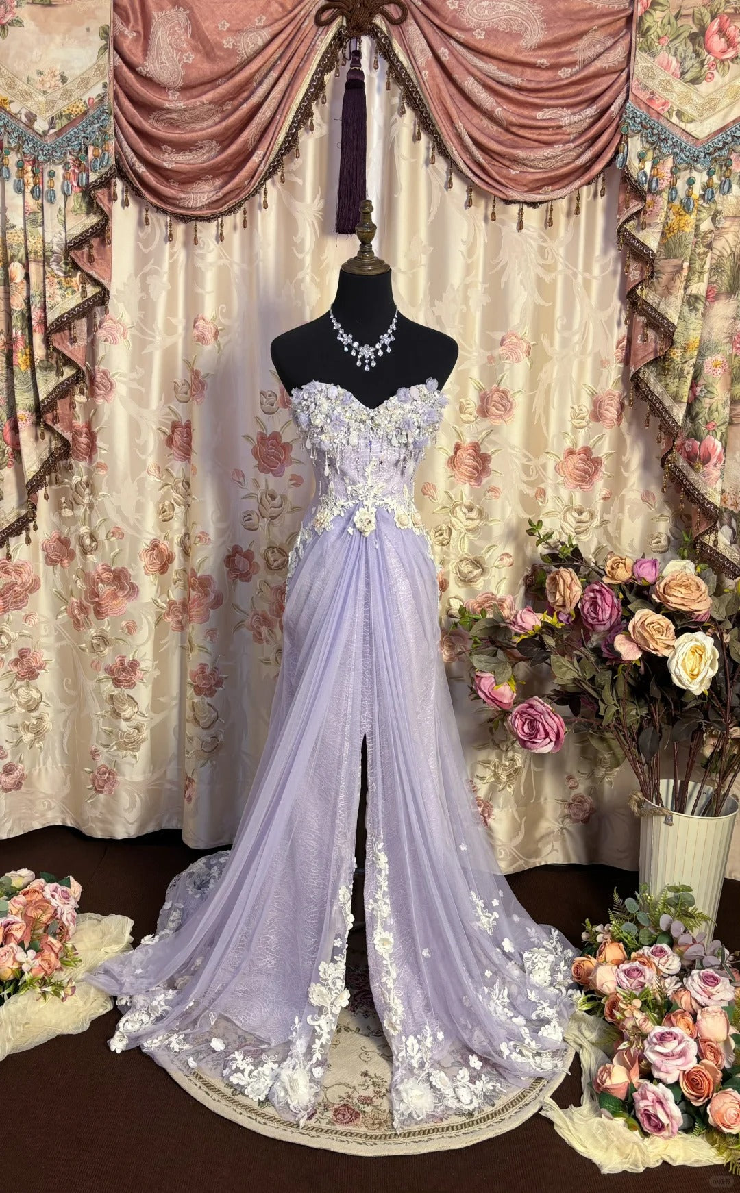 Lilac Strapless Prom Dresses Long Evening Party Dress fg7344 - VelvetHem