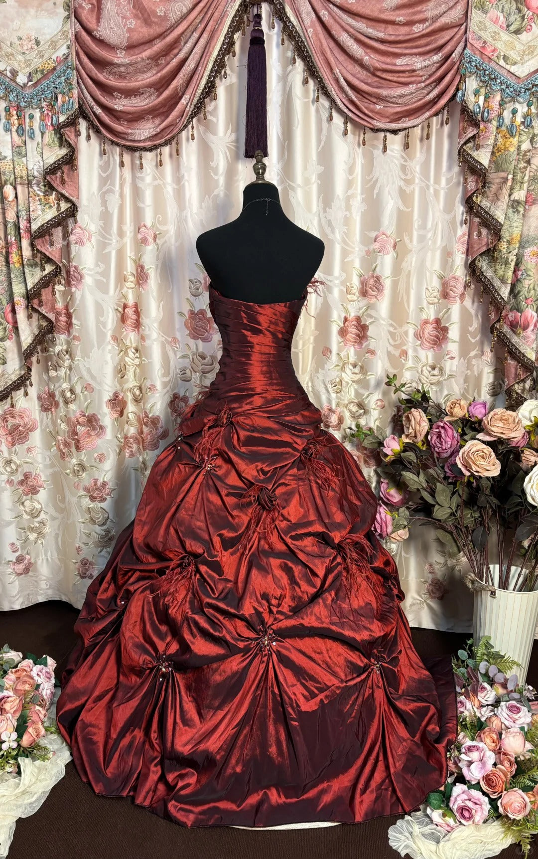 Red A Line Ball Gown Long Evening Party Dress fg7349 - View 2 | VelvetHem
