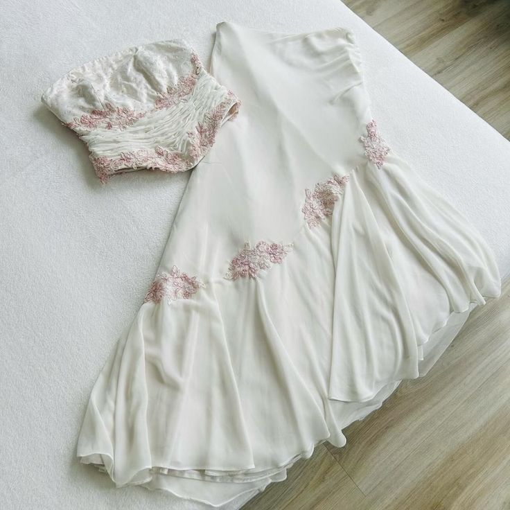 White Two Piece Prom Dress,Chiffon Elegant Evening Party Dress fg7327 - VelvetHem