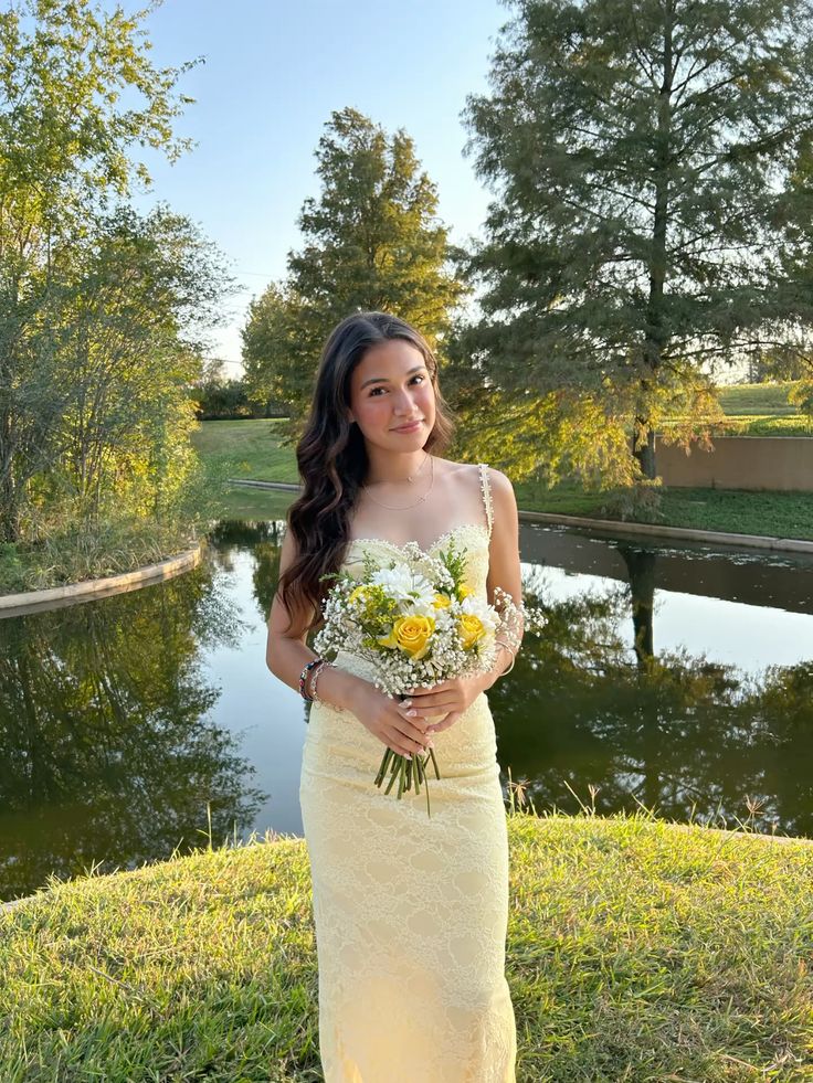 Pastel Yellow Prom Dress, Elegant Lace Evening Dress fg7337 - View 3 | VelvetHem