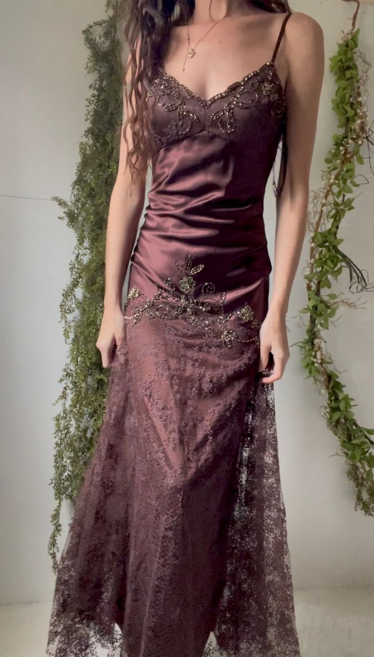 Vintage purple dress with flower accents Formal Evening Dress fg6334 - View 4 | VelvetHem