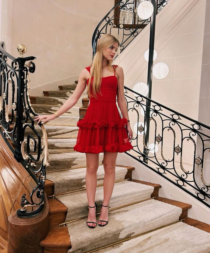 Red Party Dress Short Prom Dress Birthday Dress fg7334 - View 4 | VelvetHem
