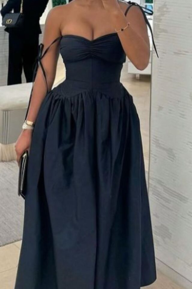 Navy Blue A Line Prom Dress Elegant Evening Party Dress fg7316 - View 3 | VelvetHem