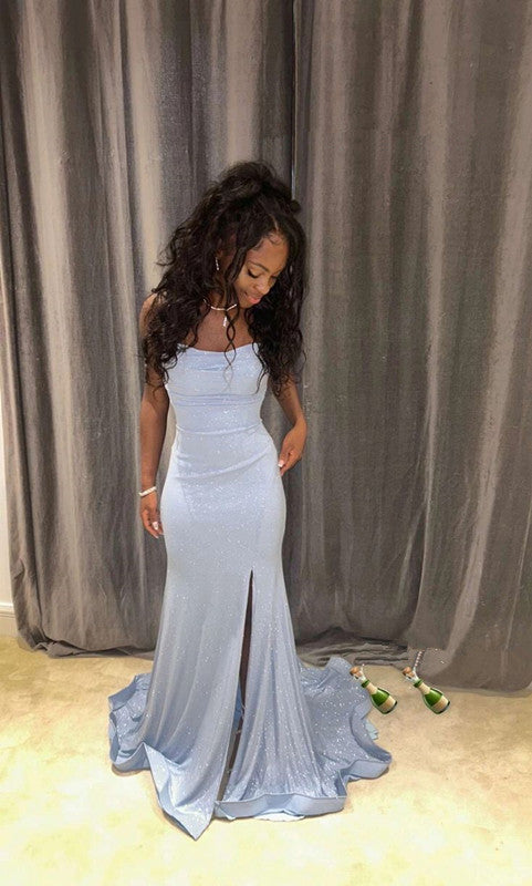 Light Blue Mermaid Long Prom Dress Elegant Evening Party Dress fg7315 - View 2 | VelvetHem