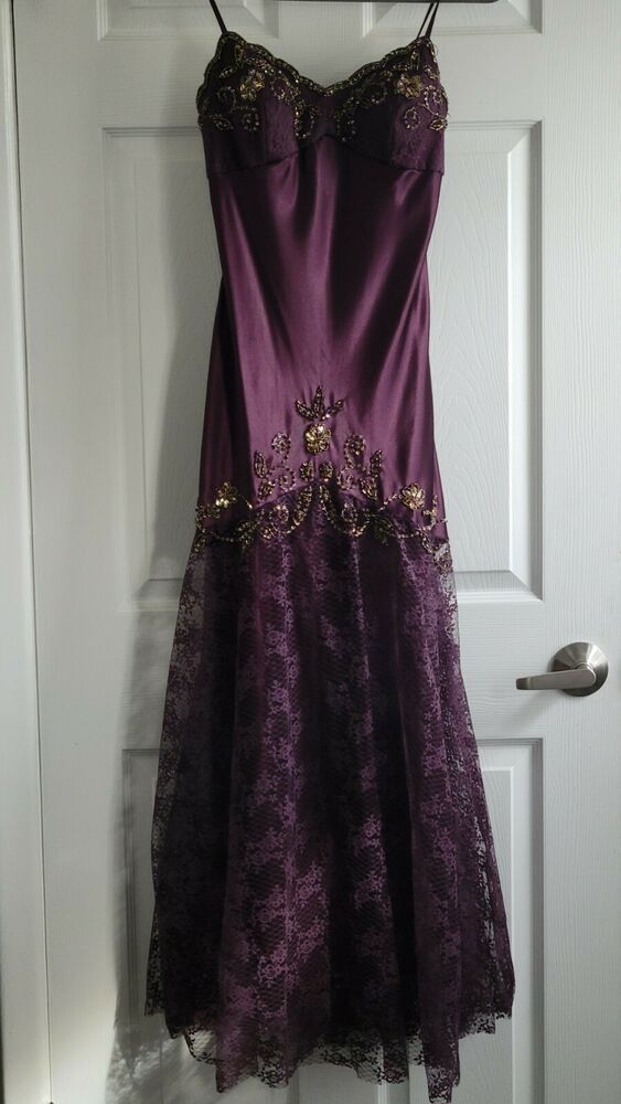 Vintage purple dress with flower accents Formal Evening Dress fg6334 - View 5 | VelvetHem