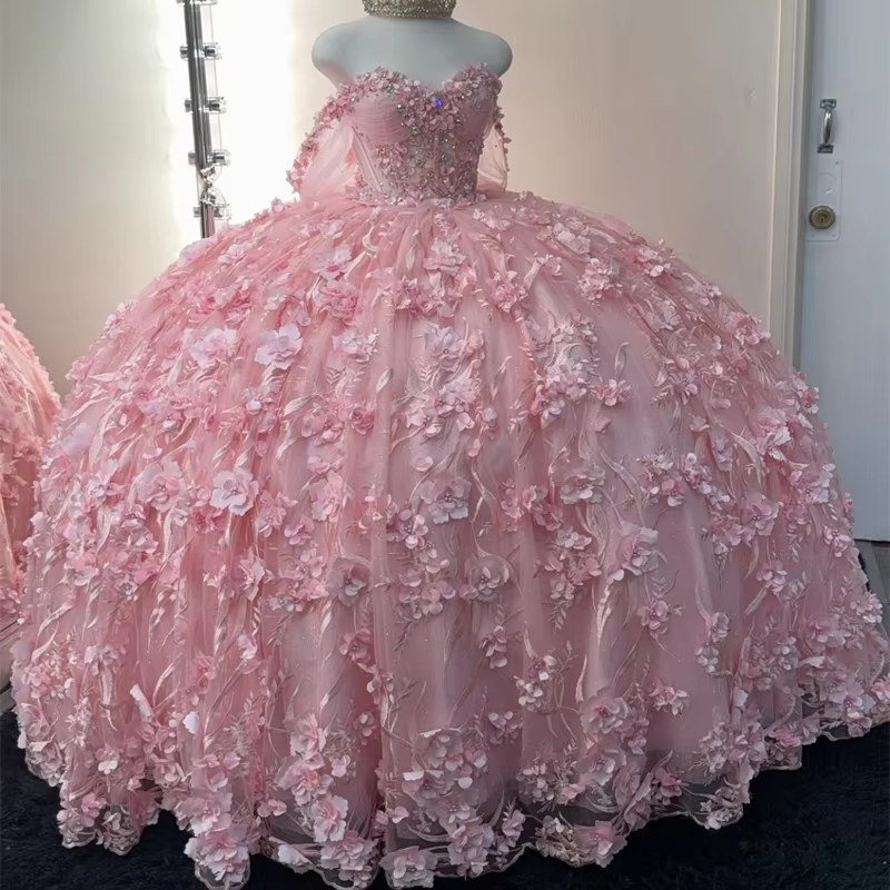 Off the shoulder quinceanera dress for girls birthday party prom dresses sweet 16 dresses pink fg7365 - View 2 | VelvetHem