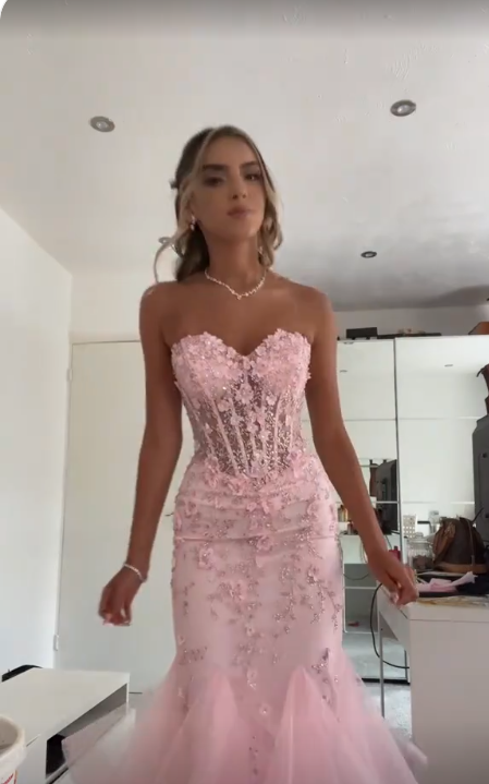 Mermaid Pink Tulle Long Prom Dress, Evening Formal Dress fg7253 - View 4 | VelvetHem