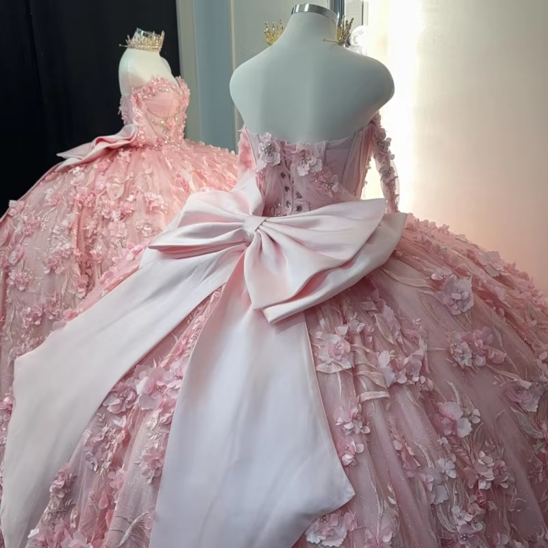 Off the shoulder quinceanera dress for girls birthday party prom dresses sweet 16 dresses pink fg7365 - View 3 | VelvetHem