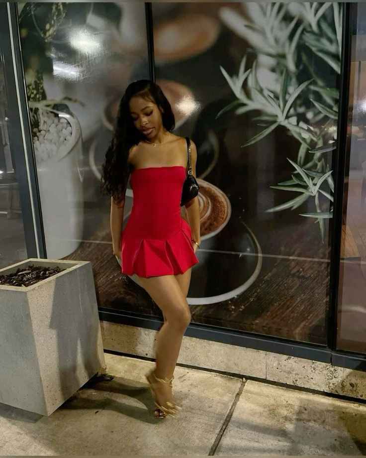 Strapless Red Homecoming Dress A Line Short Birthday Dress fg6516 - View 2 | VelvetHem