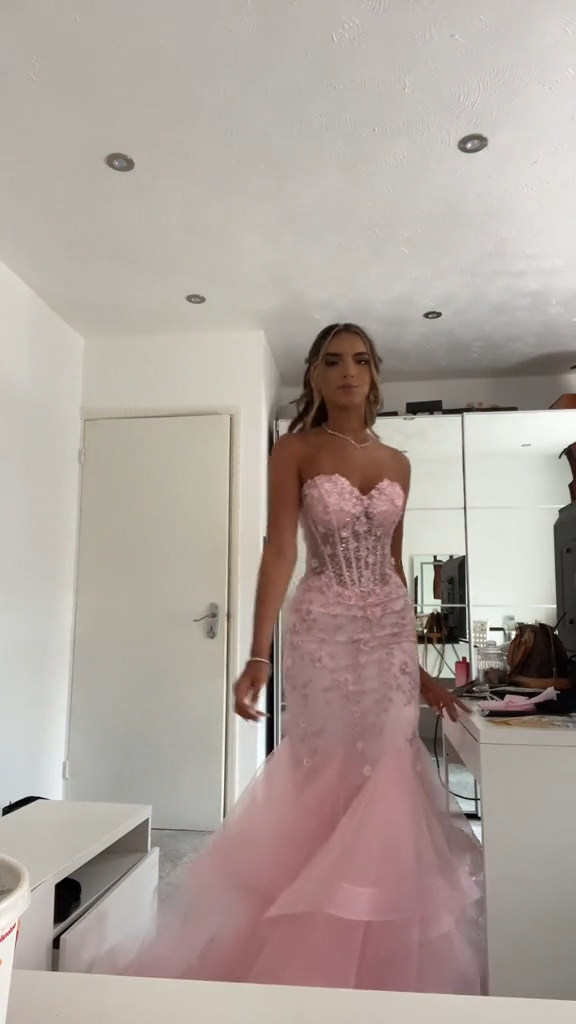 Mermaid Pink Tulle Long Prom Dress, Evening Formal Dress fg7253 - View 2 | VelvetHem