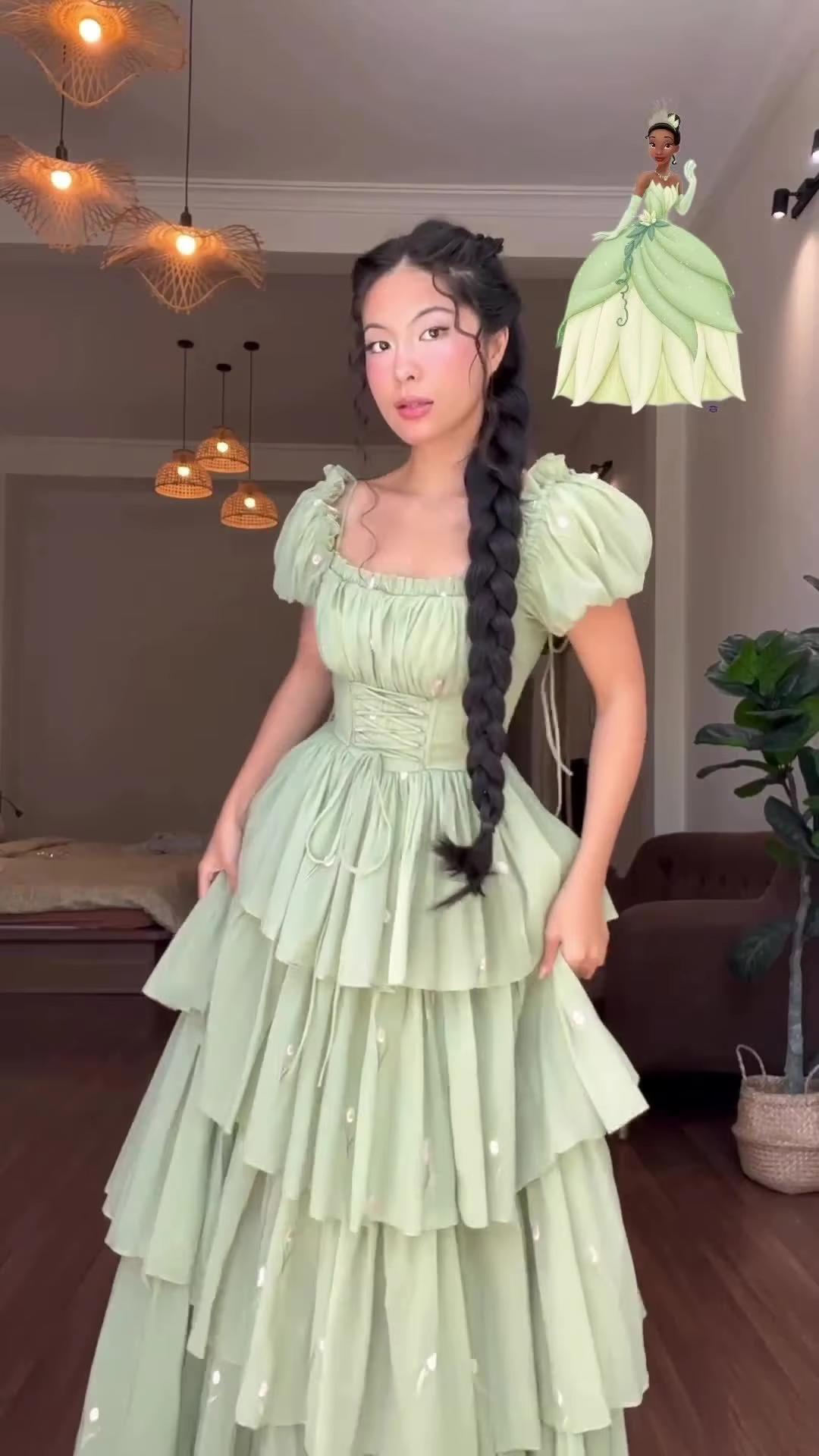 Green a-line elegant party prom formal evening dress fg7258 - View 3 | VelvetHem