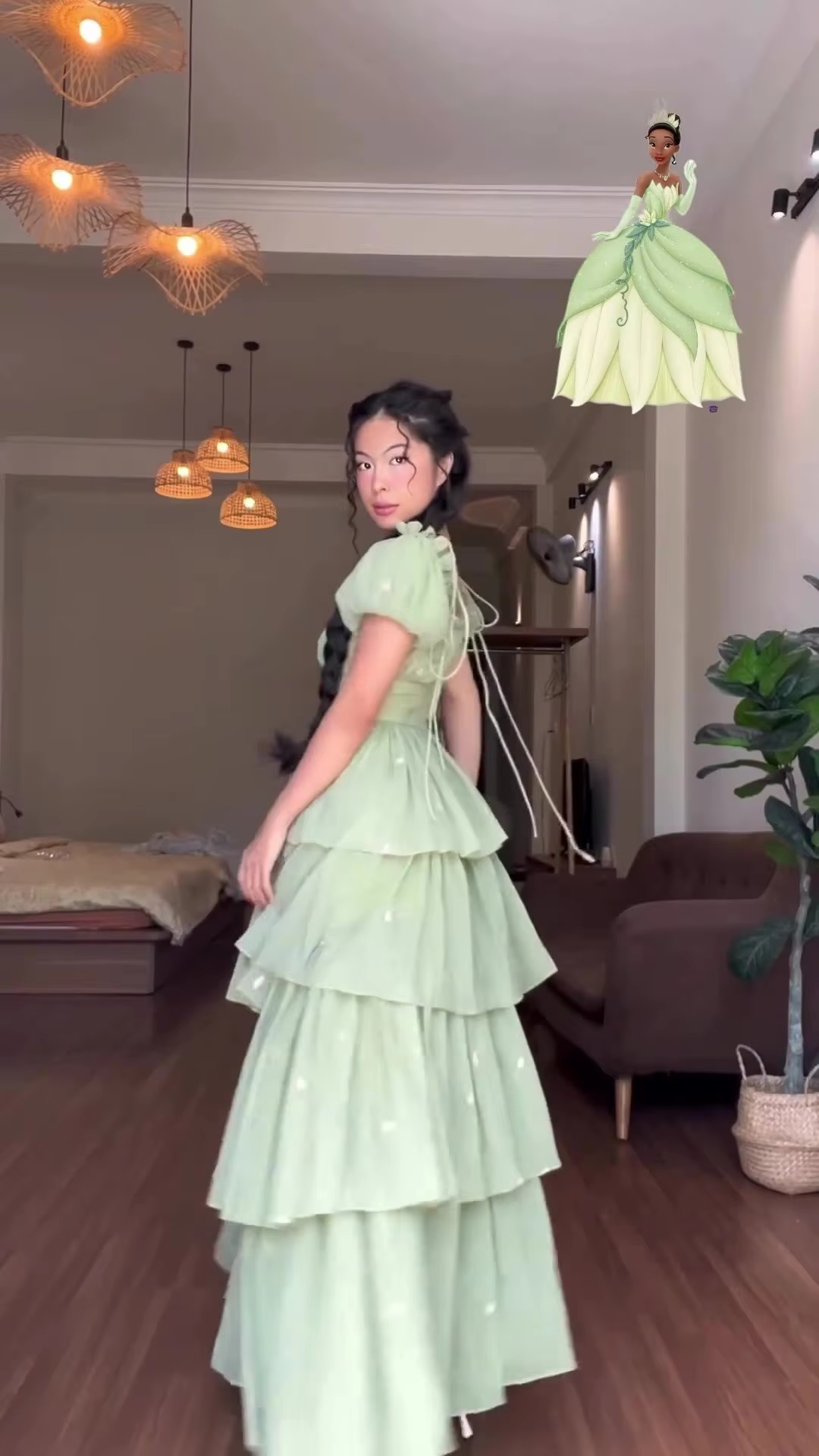 Green a-line elegant party prom formal evening dress fg7258 - View 5 | VelvetHem