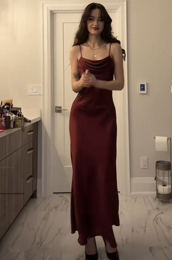 Modest Mermaid Straps Burgundy Prom Dress fg6345 - View 2 | VelvetHem