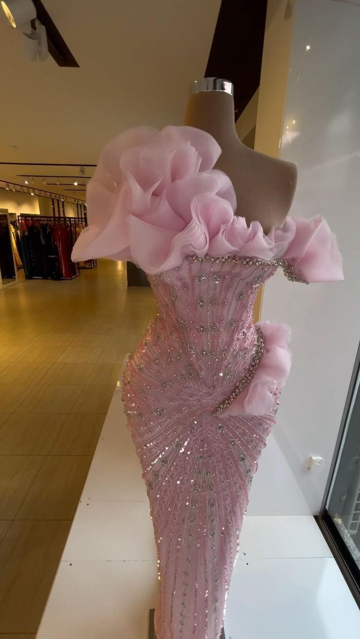 Sparkly Prom Dresses Beaded Crystals Pink Evening Formal Gowns fg7008 - VelvetHem