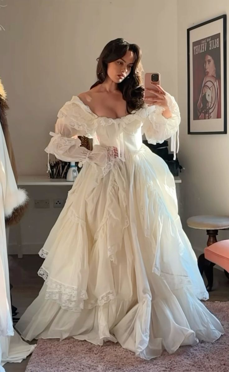 A Line Long Sleeves Off Shoulder Long Wedding Dresses Evening Gown fg7123 - VelvetHem