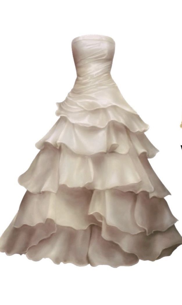 Strapless A Line Ruffle Long Prom Dress Layered Wedding Dress fg7185 - View 2 | VelvetHem