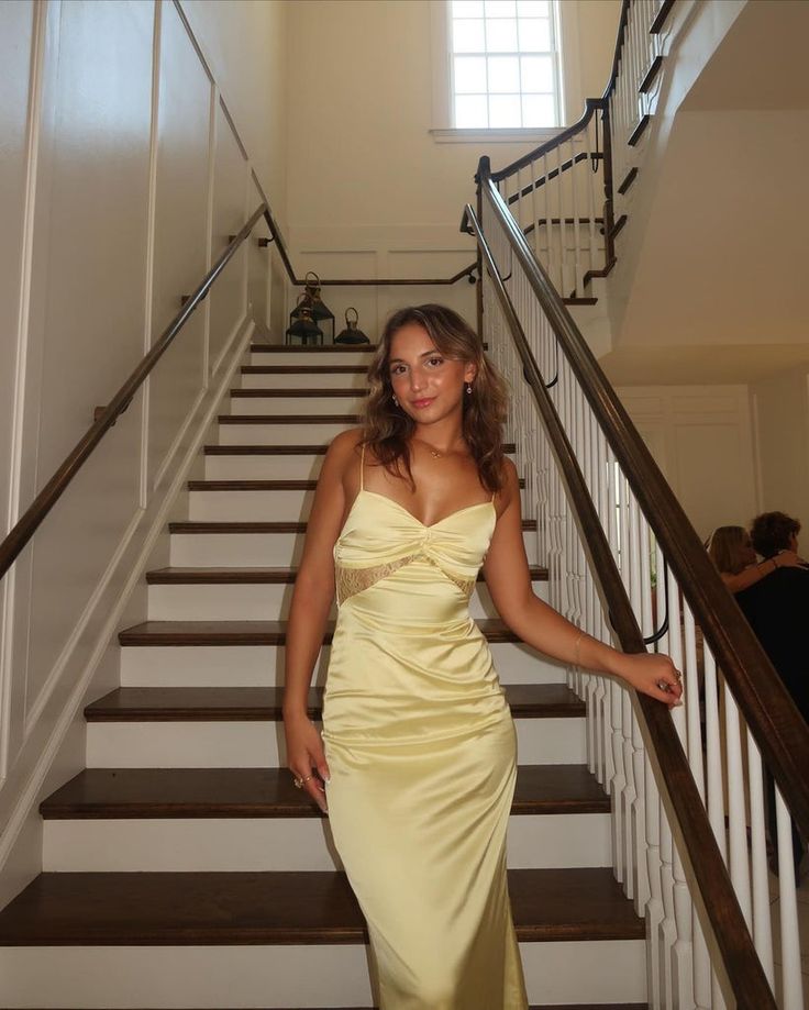 Sexy Yellow Mermaid Spaghetti Straps Long Party Prom Dresses Ideas,Evening Gowns fg6983 - VelvetHem