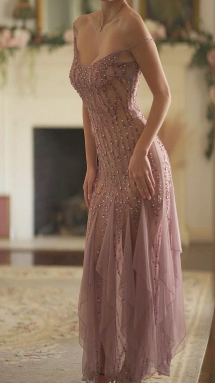Modest Mermaid V Neckline Pink Chiffon Ruffles Long Party Dress Prom Dresses fg7151 - View 2 | VelvetHem