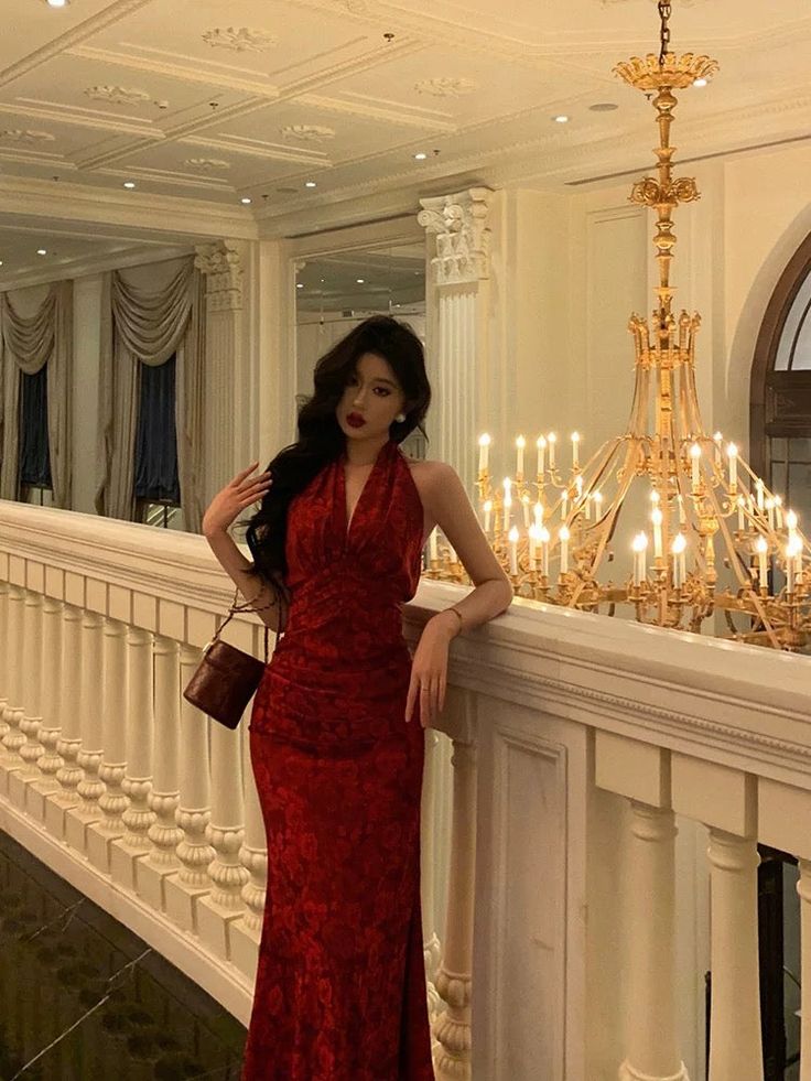 Sexy Sheath V Neckline Red Floral Ankle Length Prom Dresses Birthday Dress fg7026 - View 2 | VelvetHem
