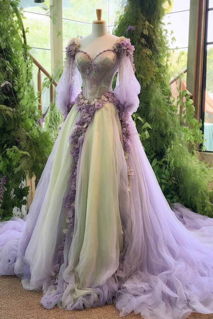 A Line Princess Floral Wedding Dress Lace Applique Sweetheart Tulle Bridal Gown fg7196 - View 2 | VelvetHem