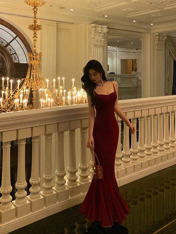 Sexy Sheath Spaghetti Straps Red Long Prom Dresses Birthday Dress fg7025 - View 2 | VelvetHem