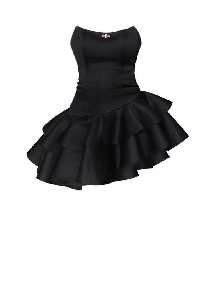 Strapless Black Satin Homecoming Dress 21st Birthday Outfit fg7120 - VelvetHem