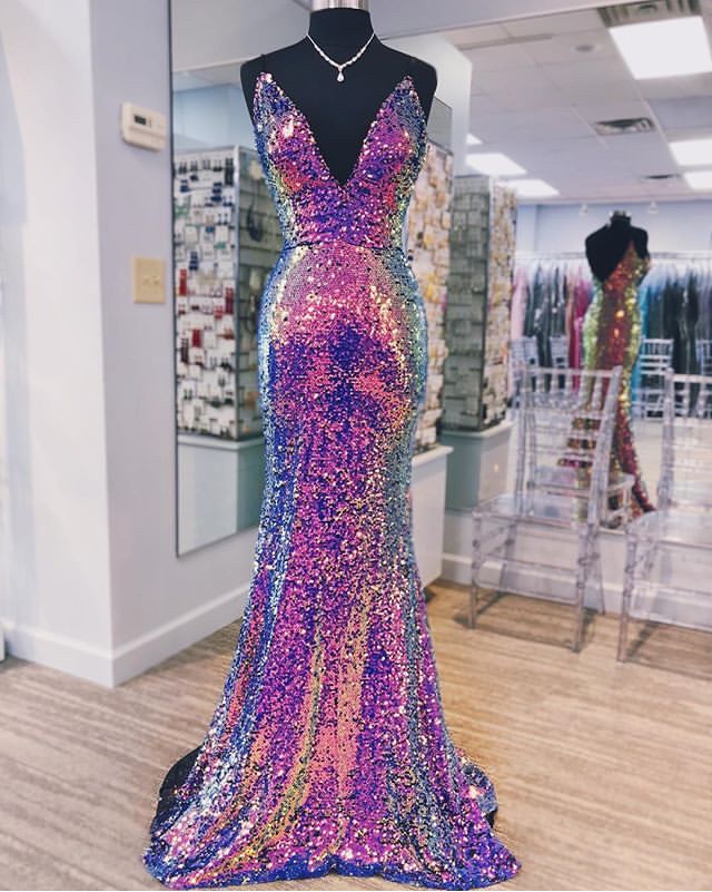 Sequins V-Neck Prom Dress Long Formal Dress fg7044 - View 2 | VelvetHem