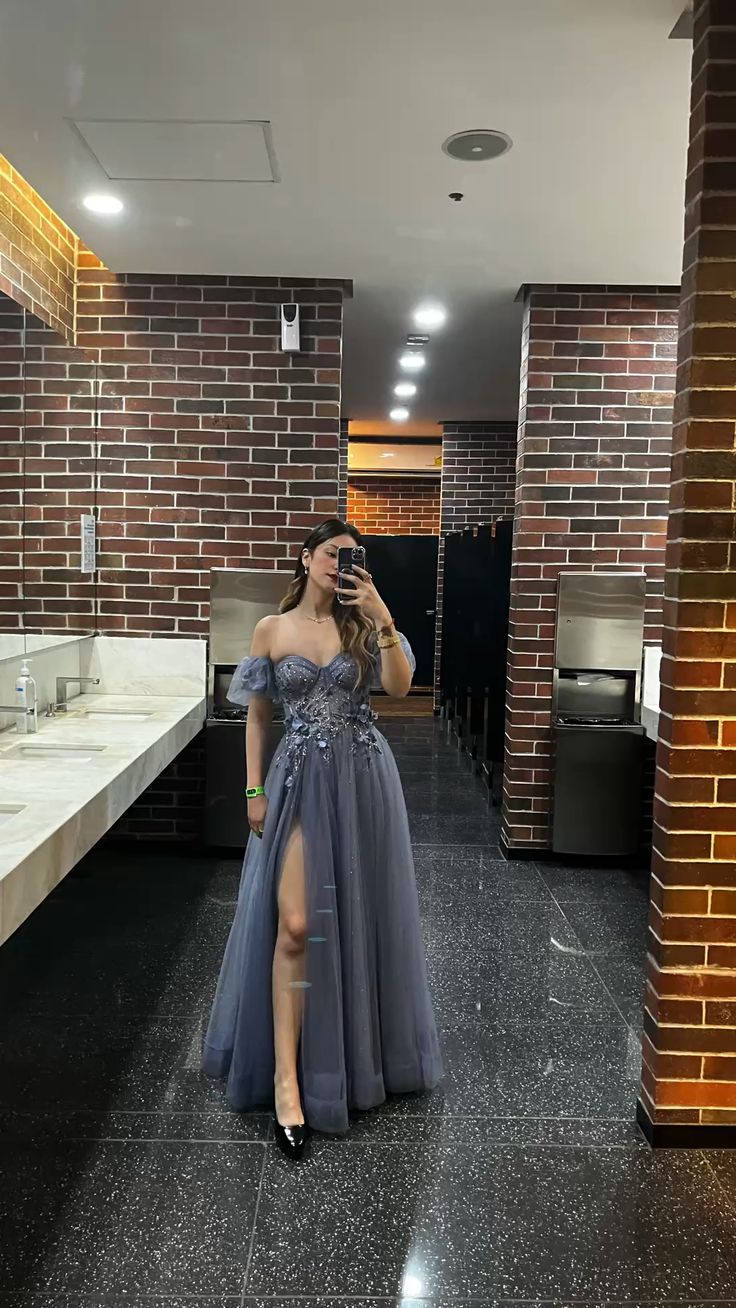 A Line Evening Dress Tulle Long prom dress fg7006 - VelvetHem