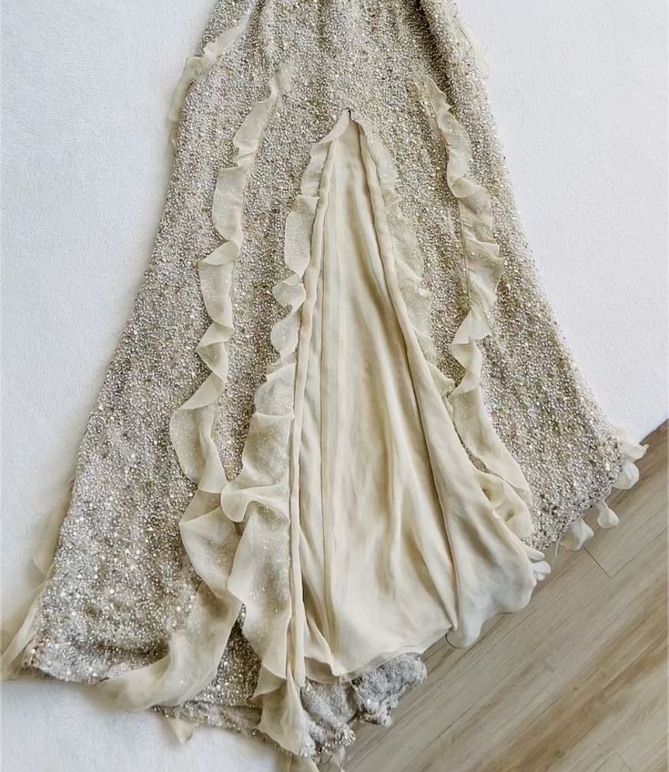 Spaghetti Straps Sequin Long Evening Prom Dresses With Slit fg6723 - View 6 | VelvetHem