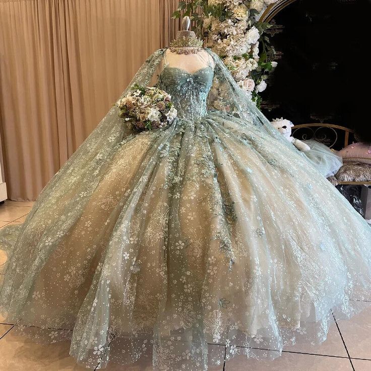 Shiny Quinceanera Dress Ball Gown Lace Beaded Tulle Backless Sweet 16 Dress fg7216 - VelvetHem