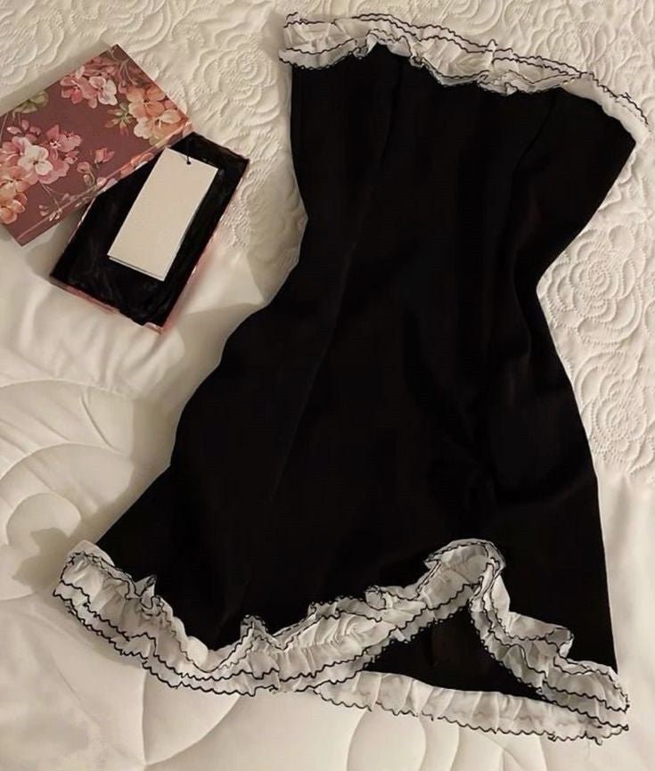 Black mini dress with lace, Birthday Outfits Homecoming Dress fg6968 - VelvetHem