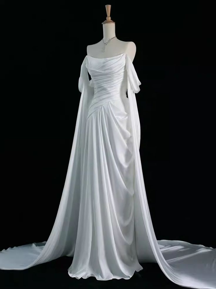 Elegant Satin Prom Dress, Draped Bodice Formal Evening Dress fg7212 - View 3 | VelvetHem