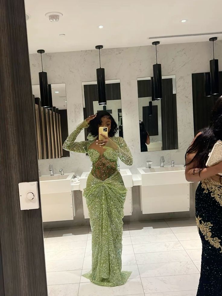 Green Long Prom Dresses Mermaid Evening Dress fg7082 - View 3 | VelvetHem