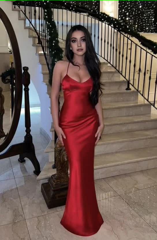 Sexy Red Mermaid Spaghetti Straps Long Party Prom Dresses,Evening Dress fg7032 - VelvetHem