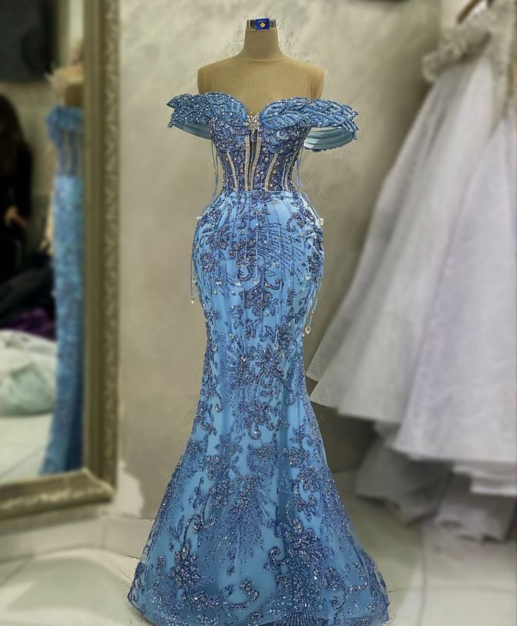 Mermaid Evening Dress Beaded Formal Prom Gown fg7062 - VelvetHem