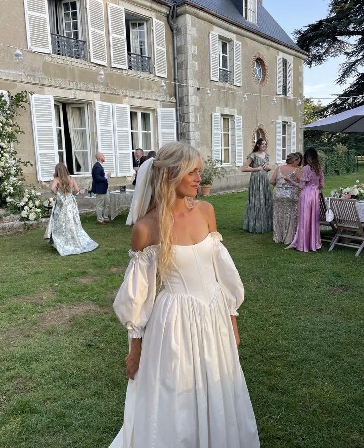 Elegant A Line Off Shoulder Long Wedding Dresses fg7135 - VelvetHem