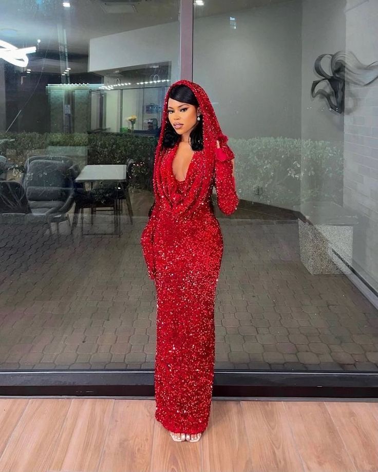 Charming Red Sequin Sheath Prom Dress,Red Evening Dress fg7109 - VelvetHem