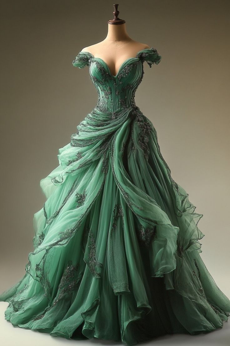 Green Ball Gown Sweet 16 Dresses Evening Dress fg7194 - VelvetHem